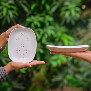 Haute vente écologique Beige mélamine sans BPA micro-ondes lave-vaisselle plateau alimentaire polyvalent coordonné en plastique de service - Product Image 5