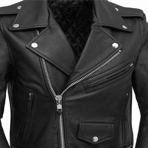 Chaqueta de Cuero para Hombre, Primavera y Otoño, Cuello Alto, Chaqueta de Cuero Entallada, Chaqueta de Motociclista de Moda, Ropa para Hombre al por Mayor - Product Image 4