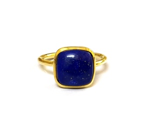 Anillo de Compromiso Unisex de Alta Gama, Clásico, con Bisel de Latón y Piedra Preciosa de Lapislázuli Natural, para Aniversarios o Regalos - Product Image 4