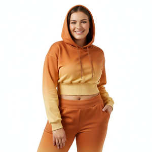 Sudadera con Capucha para Mujer, Estilo Único, Transpirable, 100% Algodón, Fabricación OEM Directa, Impresión de Logotipo Personalizada, Mejor Proveedor, Sudadera Corta para Mujer - Product Image 1