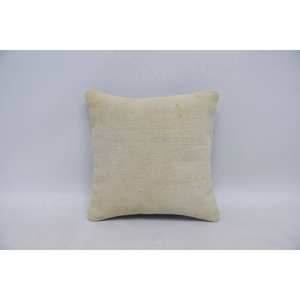 Beige Ikat Toile Patchwork lana antideslizante ecológico extraíble lavable refuerzo almohada 14x14 pulgadas tejido bordado decorativo - Product Image 1