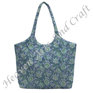 Fashionable Custom Quilted <b>Tote</b> <b>Bags</b> For Women Shopping Hand Block Printed Shoulder Designer Quilted <b>Bag</b> - Product Image 3