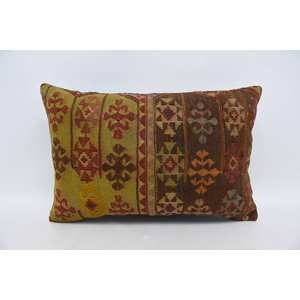 Coussin Kilim Patchwork Bohème Multicolore 16x24 Pouces Coussin en Laine de Luxe Motif Tissé Imprimé Vintage pour Décoration de Noël Sol - Product Image 1