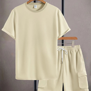 Ensemble d'été léger et respirant pour hommes, survêtement décontracté, deux pièces, logo personnalisé, chemises et shorts d'été élégants pour hommes - Product Image 2