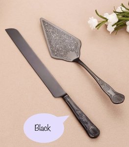 Luxury Black <b>Etching</b> Design Cake Server & Knife Set in Best Price From Indian Manufacturer - Product Image 3