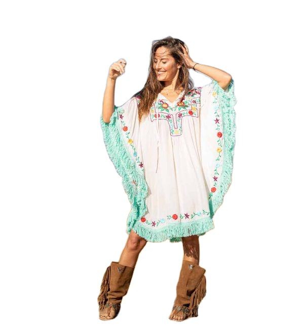 Women High Quality Lace Embroidery Off Shoulder Resort Cover Up Girls Casual Tunic 