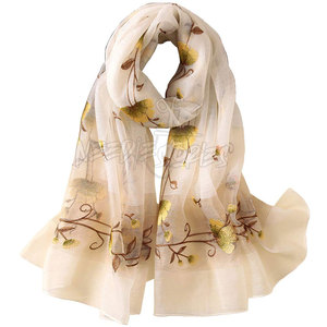 Handcrafted Traditional <b>Scarves</b> Shawls for Women Elegant Timeless <b>Silk</b> Cotton Hand Embroidered <b>Silk</b> <b>Scarf</b> - Product Image 1