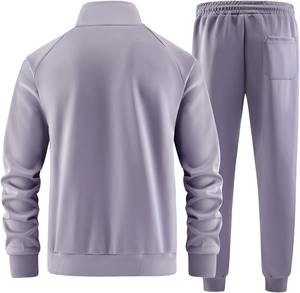 Custom Made Plus Size Slim Fit Flexible Bottom Raglan Long <b>Sleeve</b> Full Zip Up Tracksuits Stripes Welted Pockets Men Winter Style - Product Image 3
