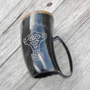 Auténtica taza de cuerno vikingo para beber tallada a mano estilo Animal náutico decoración de Navidad Bebidas frías calientes artesanías naturales 6 - Product Image 4