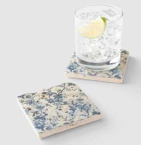 Floral Marble Stone Coasters French Country Decor Grand Millennial Table Accent - Product Image 4