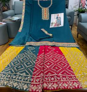 Robe de mariée pakistanaise Sharara costume robes indien Salwar costume Anarkali robe Salwar Kameez Dupatta soie costume Kurtis Palazzo - Product Image 4