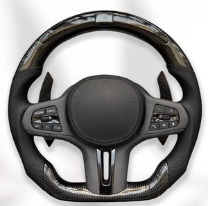 Volant sport en cuir perforé et fibre de carbone avec LED, best-seller, compatible avec les séries de châssis X5 X6 X7 M1 M2 M3 M4 M6 - Product Image 1