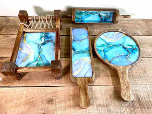 AK Brass in bằng gỗ khat Platter Bộ 4 trong đa màu sắc ở mức giá tốt nhất cho khách sạn-Ware & đồ dùng nhà bếp mục - Product Image 4