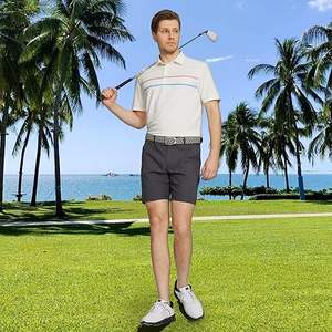 Polos de manga corta para hombre, camisas de golf con estampado de rayas atléticas informales de rendimiento ligero y ajuste seco para hombre - Product Image 2