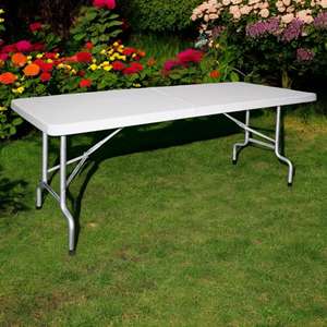 Mesa Plegable para Exteriores WELL HOME de 180x75x74cm con Estructura Metálica, Mesa Tipo Maleta con Estructura Metálica - Product Image 3