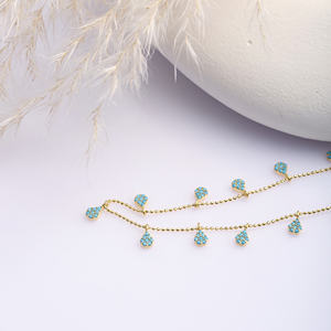 Pera corte turquesa CZ piedra bola cadena diseño coctelera collar venta al por mayor hecho a mano turco 925 joyería de plata esterlina - Product Image 4