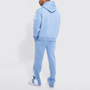 Wholesale Custom Logo Men's Puff Printing Full Zip up <b>Tracksuit</b> Heavyweight Cotton Breathable <b>Tracksuit</b> - Product Image 4