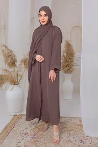 Vêtements décontractés islamiques Abaya pour dames de couleur unie personnalisée nouveau design à vendre Abaya à manches longues pour femmes nouvelle Abaya Service OEM - Product Image 6
