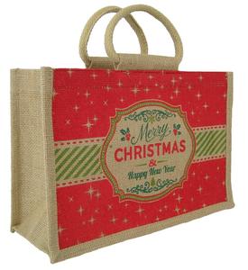 กระเป๋าช้อปปิ้งผ้ากระสอบคริสต์มาสขนาดใหญ่ขายส่ง พิมพ์โลโก้ตามสั่ง พิมพ์ลายสกรีน เป็นมิตรกับสิ่งแวดล้อม ทันสมัย สีแดงขาว - Product Image 3