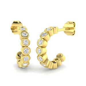 Pendientes de aro de diseño contemporáneo con diamantes finos de corte redondo de 0.50 ct, diamantes cultivados en laboratorio en platino para ocasiones especiales. - Product Image 3