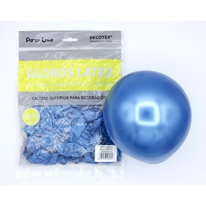 Palloncini in lattice Party Love 12 cm blu metallizzato, confezione da 50 pezzi, decorativi - Product Image 1