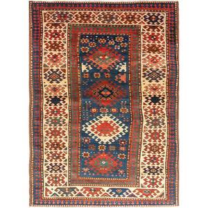 Alfombra de Lana Azul Kiaan Anudada a Mano Paem-439, Alfombra Geométrica de Gran Tamaño para el Hogar, para la Sala de Estar y Decoración de Pasillos - Product Image 1