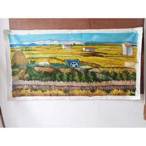 ภาพวาดสีน้ำมันทำมือ ขนาด 27.5x71 นิ้ว งานศิลปะระดับสูง วาดด้วยมือ 100% ภาพวิวทิวทัศน์คลาสสิก ลวดลาย 3 มิติ สำหรับตกแต่งห้องนั่งเล่น - Product Image 5