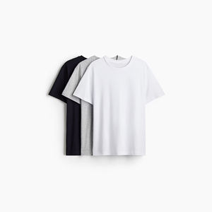 Camiseta clásica personalizable de Color sólido para hombre, cómoda ropa informal de algodón para todos los días, manga corta, cuello redondo, OEM ODM - Product Image 1