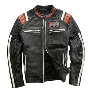 Top haute qualité 2024 Unique hommes chemise brodée de haute qualité véritable veste en cuir de vachette véritable vente en gros - Product Image 1