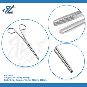 Ensemble d'instruments chirurgicaux de pansement droits Lister Sinus Forceps en acier inoxydable de haute qualité 165 mm, à commande manuelle, certifié CE - Product Image 3
