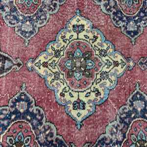 2.8x12.2 ft <b>Runner</b> Turkish Rug, Vintage Rug, <b>Red</b> Blue Camouflage Wool Rug - Product Image 5