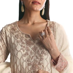 ชุดสูทเคอร์ตาพาลาซโซสีพีชชินอนประดับเลื่อมเสื้อผ้าชนเผ่าสำหรับผู้หญิง - Product Image 2