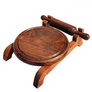 Premium Handicrafts Traditional Wooden Chakla Belan <b>Rolling</b> <b>Pin</b> Set with Stand Eco-Friendly Floral <b>Pattern</b> Kitchen Use - Product Image 1