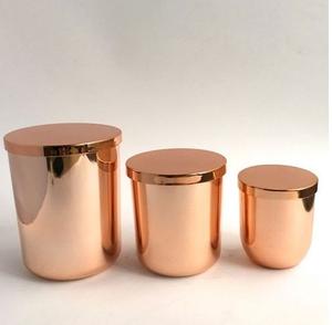 Pot à bougie en métal de forme ronde de style américain fini or rose pour la maison et l'hôtel pots à bougies décoratifs faits à la main - Product Image 5