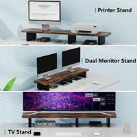 Rehausseur à double support d'écran Grand rehausseur de moniteur d'ordinateur extra long en bois brun rouille