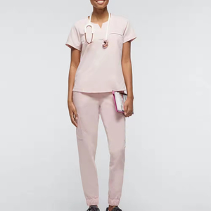 เสื้อคอวีสำหรับผู้หญิงเสื้อสครับทางการแพทย์แขนสั้นพยาบาลเสื้อสครับดีไซน์ล่าสุด - Product Image 3