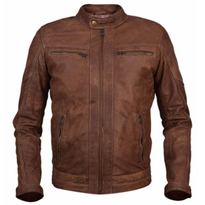 Chaqueta de Cuero Genuino para Hombre, Servicio OEM 2024, Tendencia, Manga Larga, Estilo Motero, Cierre de Cremallera, Diseño Sólido, Impermeable - Product Image 5