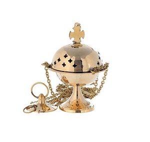 Brûleur d'encens en laiton durable et élégant avec chaîne Utilisation à domicile Caractéristiques Vente en gros d'arômes de graines de musc Porte-encens religieux. - Product Image 1