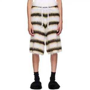 Logo personnalisé Design Mohair Laine mélangée Fuzzy Tricoté Rayé Mohair Shorts Shorts personnalisés Lavable Shorts de haute qualité - Product Image 4