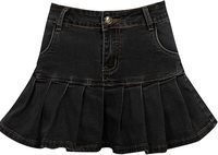 Jupe en jean décontractée pour femme, taille haute, longueur genou, boutonnée, design personnalisé, en coton lavé 100%, collection été - Grande Vente