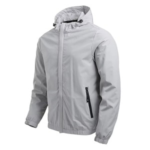 Chaqueta cortavientos con estampado a prueba de viento de poliéster 100% ligera para hombre, chaqueta informal de ajuste relajado con cremallera, carcasa suave para lluvia - Product Image 3
