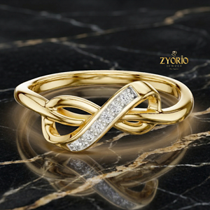 <b>Infinity</b> Diamond Ring 14K GOLD Lab Grown Diamond Twist Band Women Wedding Engagement Jewelry - Product Image 5