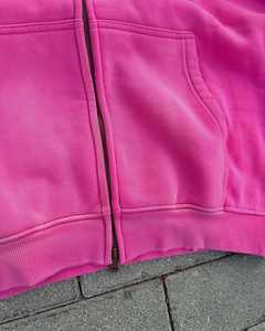 Sweat à capuche zippé oversize pour hommes avec impression de lettres vintage Manches longues lourdes Streetwear Hip Hop Vente en gros pour la saison d'hiver - Product Image 6