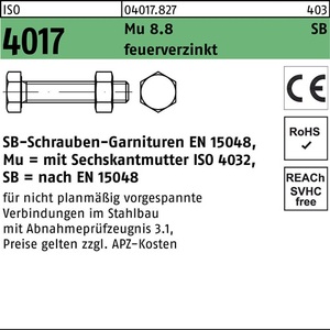 Perno Hexagonal ISO 4017 M27x150 8.8 Galvanizado en Caliente con Tuerca VG SB 1 Pieza - Product Image 1