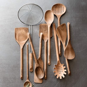 Ensemble de serveurs à salade en bois d'olivier de qualité supérieure, fabriqué à la main, durable, résistant à la chaleur, idéal pour saupoudrer, mélanger et servir dans les cuisines modernes - Product Image 5