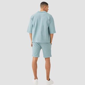 Nouveauté, logo personnalisé, shorts en coton 320 g/m², délavés au soleil, lavage à l'acide, double taille, cordon de serrage, shorts surdimensionnés vintage pour hommes - Product Image 5