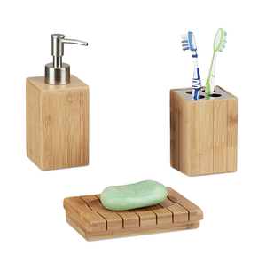 Juego de baño de madera Diseño de flores Artesanías Accesorios de baño de madera de acacia Nuevas artesanías Juego de baño pulido brillante - Product Image 6