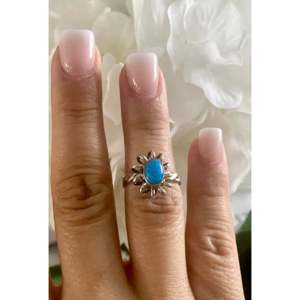 Navajo Handmade <b>Blue</b> <b>Opal</b> Sterling Silver Statement <b>Ring</b> Size 8.5 - Product Image 2