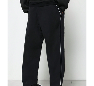 Men's Black Sweatpants With <b>White</b> Side Stripe <b>Elastic</b> <b>Waist</b> Drawstring Casual Joggers Breathable Polyester Autumn Wear - Product Image 5