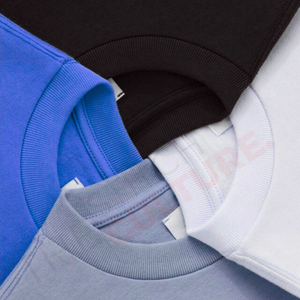 T-shirt surdimensionné en molleton 100% coton 250 GSM Col côtelé Logo personnalisé Homme - Product Image 4